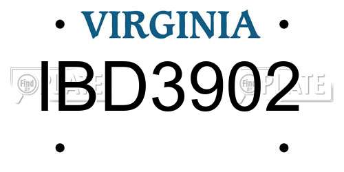 IBD3902 Virginia License Plate