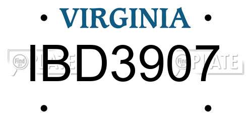IBD3907 Virginia License Plate
