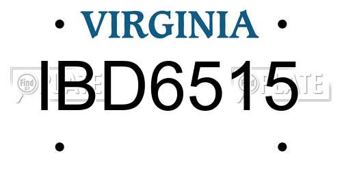 IBD6515 Virginia License Plate