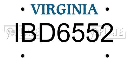 IBD6552 Virginia License Plate