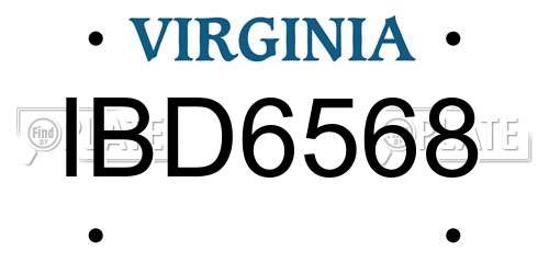 IBD6568 Virginia License Plate