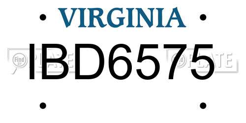 IBD6575 Virginia License Plate