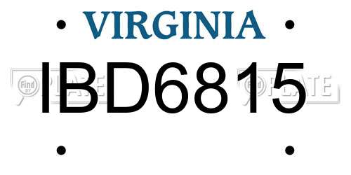 IBD6815 Virginia License Plate