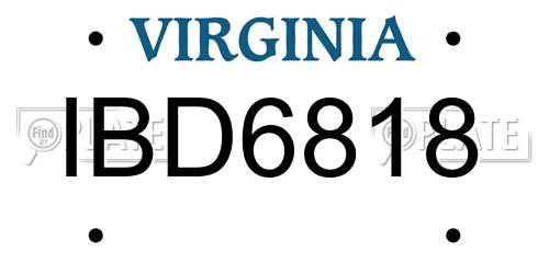 IBD6818 Virginia License Plate