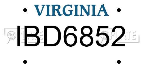 IBD6852 Virginia License Plate