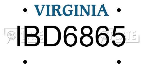 IBD6865 Virginia License Plate