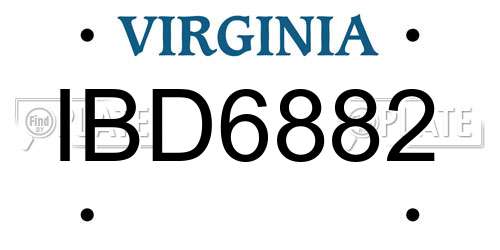 IBD6882 Virginia License Plate