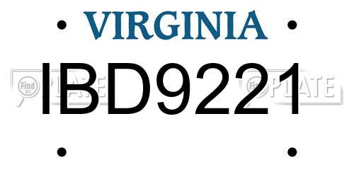 IBD9221 Virginia License Plate
