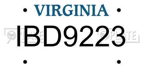 IBD9223 Virginia License Plate