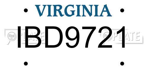 IBD9721 Virginia License Plate