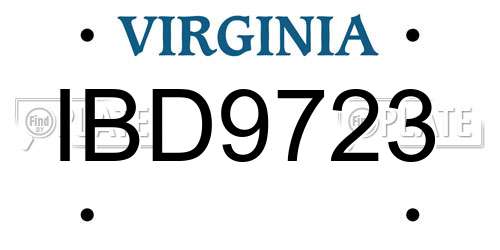 IBD9723 Virginia License Plate