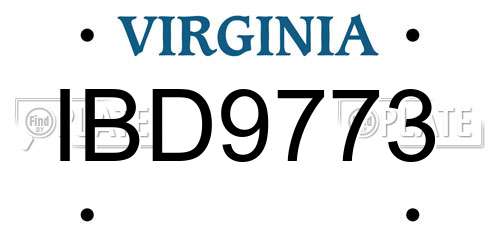 IBD9773 Virginia License Plate