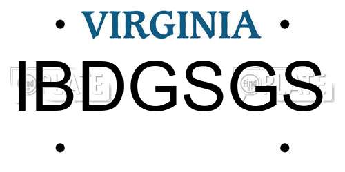 IBDGSGS Virginia License Plate