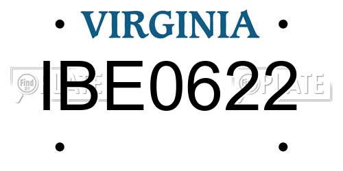 IBE0622 Virginia License Plate