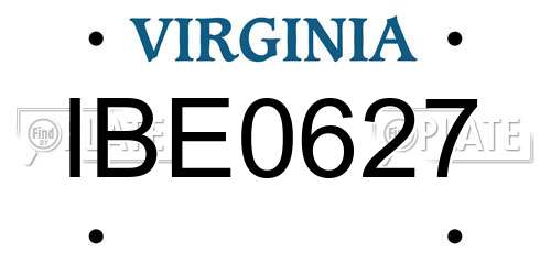 IBE0627 Virginia License Plate