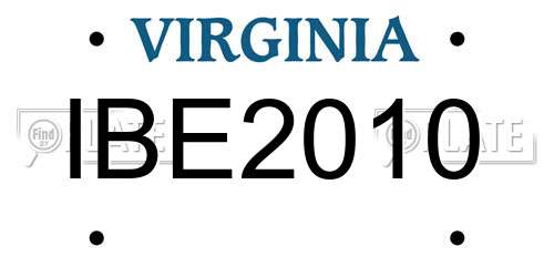 IBE2010 Virginia License Plate