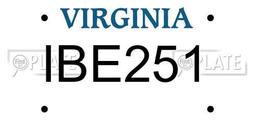 IBE251 Virginia License Plate
