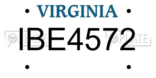 IBE4572 Virginia License Plate