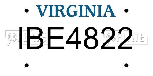 IBE4822 Virginia License Plate