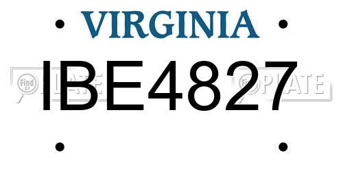 IBE4827 Virginia License Plate