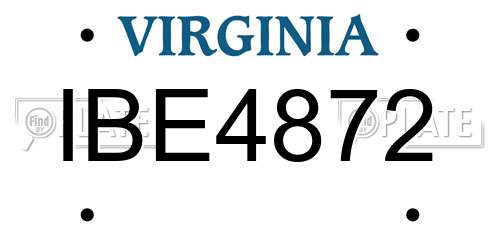 IBE4872 Virginia License Plate