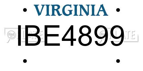 IBE4899 Virginia License Plate