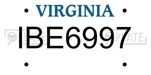 IBE6997 Virginia License Plate