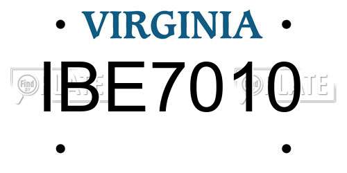 IBE7010 Virginia License Plate