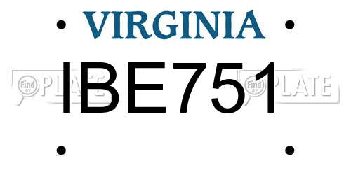 IBE751 Virginia License Plate