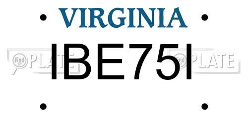 IBE75I Virginia License Plate