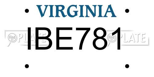 IBE781 Virginia License Plate