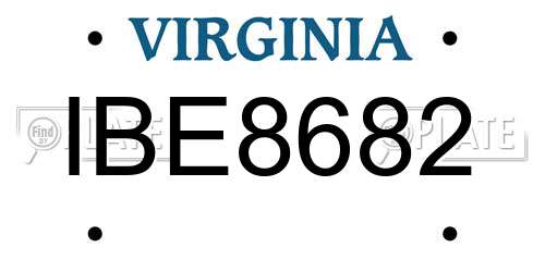 IBE8682 Virginia License Plate