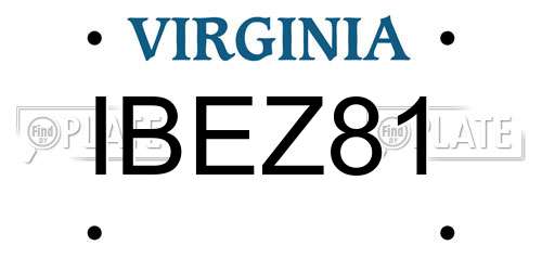 IBEZ81 Virginia License Plate