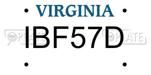 IBF57D Virginia License Plate