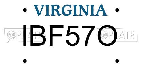 IBF57O Virginia License Plate