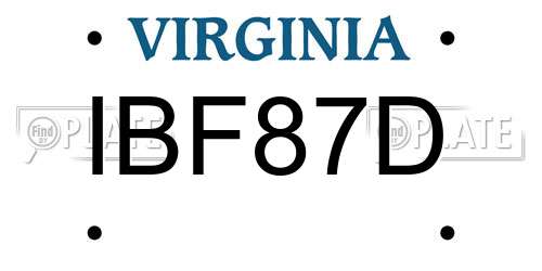 IBF87D Virginia License Plate
