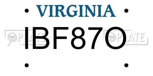 IBF87O Virginia License Plate