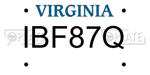 IBF87Q Virginia License Plate