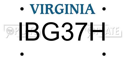 IBG37H Virginia License Plate
