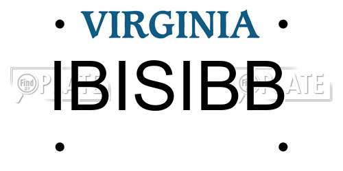 IBISIBB Virginia License Plate
