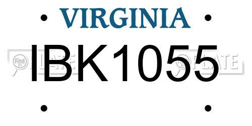 IBK1055 Virginia License Plate