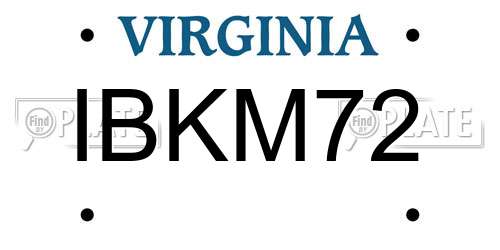 IBKM72 Virginia License Plate
