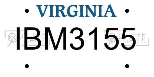 IBM3155 Virginia License Plate