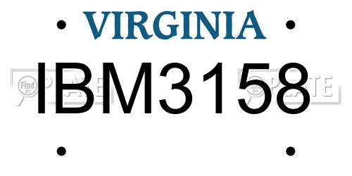 IBM3158 Virginia License Plate