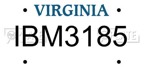 IBM3185 Virginia License Plate