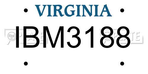 IBM3188 Virginia License Plate