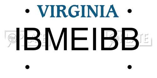 IBMEIBB Virginia License Plate
