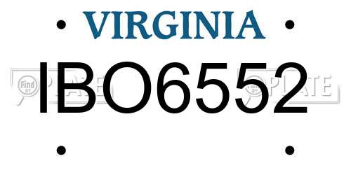IBO6552 Virginia License Plate