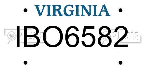 IBO6582 Virginia License Plate
