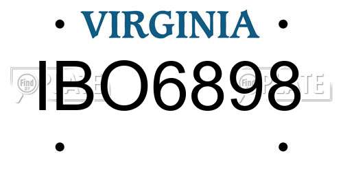 IBO6898 Virginia License Plate